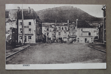 Ansichtskarte AK Senones Vogesen 1916 zerstörter Ort Häuser Weltkrieg Restaurant Geschäfte Cafe Ortsansicht Frankreich France 88 Vosges